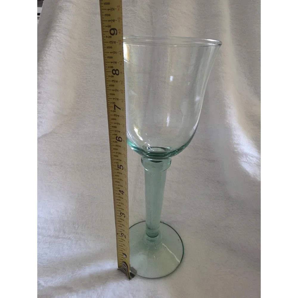 Vintage La Mediterranea Recycled Glass Goblets - Set of 4, Seafoam Green